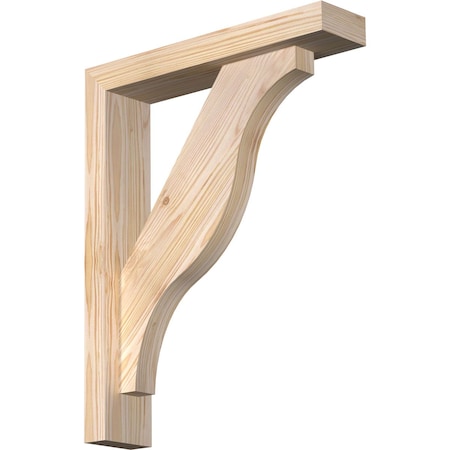 Ekena Millwork Funston Block Smooth Bracket w/ Offset Brace, Douglas Fir, 3 1/2"W x 16"D x 20"H BKT0402X16X20FST05SDF
